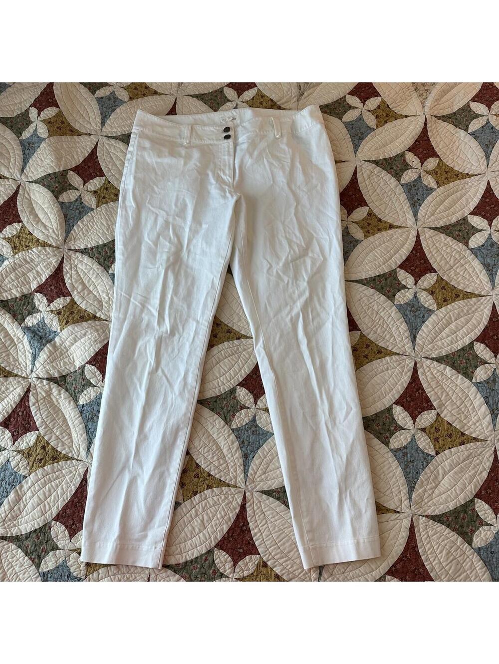 Eileen Fisher white organic cotton slim pants size 12 minimal simple basic - Picture 2 of 7